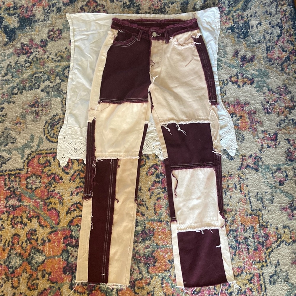 Patchwork pants, never worn brand: unknown